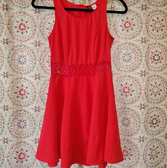 H&M Red Skater Dress Size 4 - Picture 1 of 4